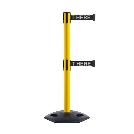 MONTOUR LINE Stanchion Dual Belt Barr. Rubber Base Yellow Post 7.5ftWait..Belt MSR630D-YW-PLEAWBW-75